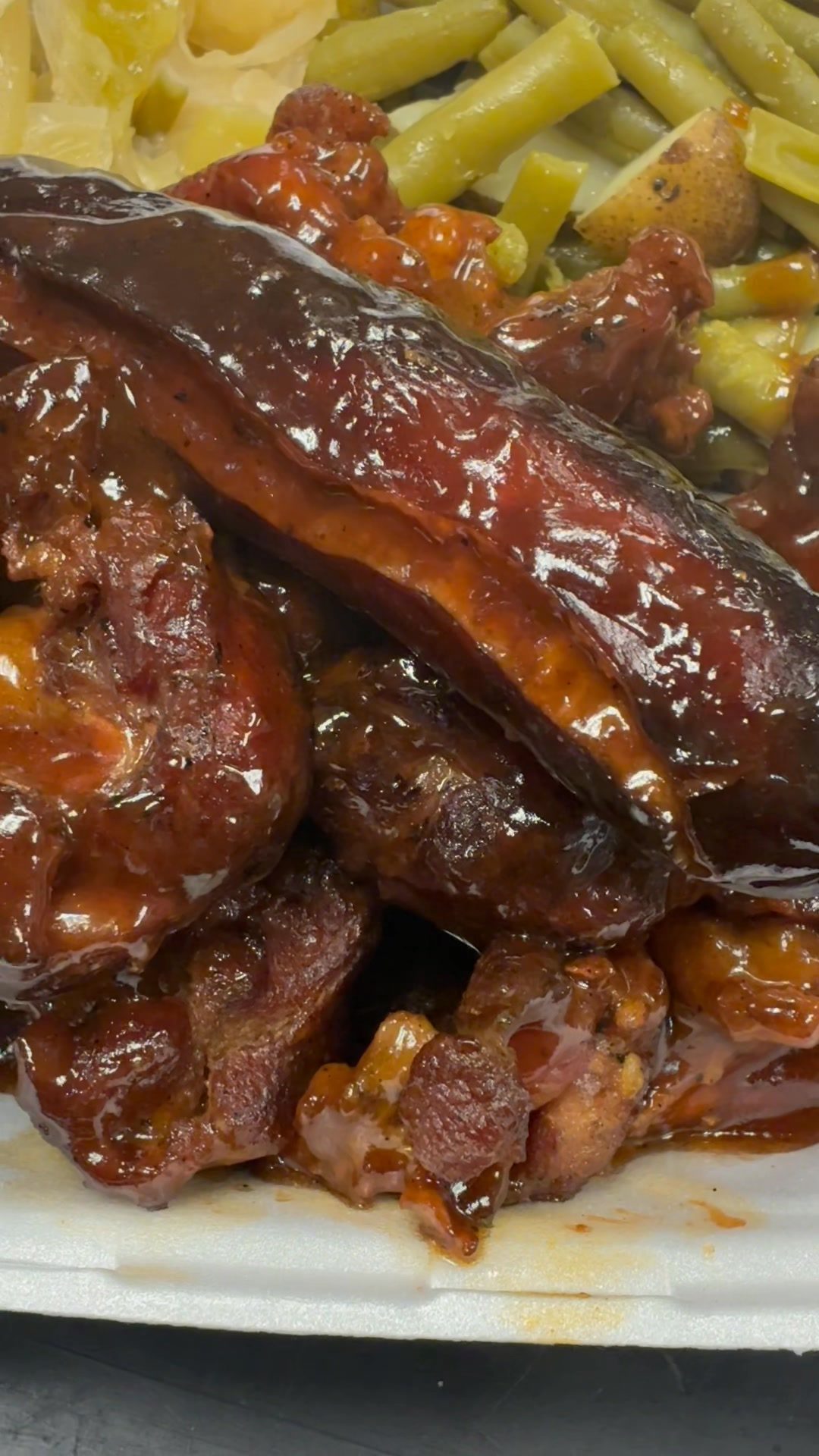 Glazed BBQ pork plate with sides